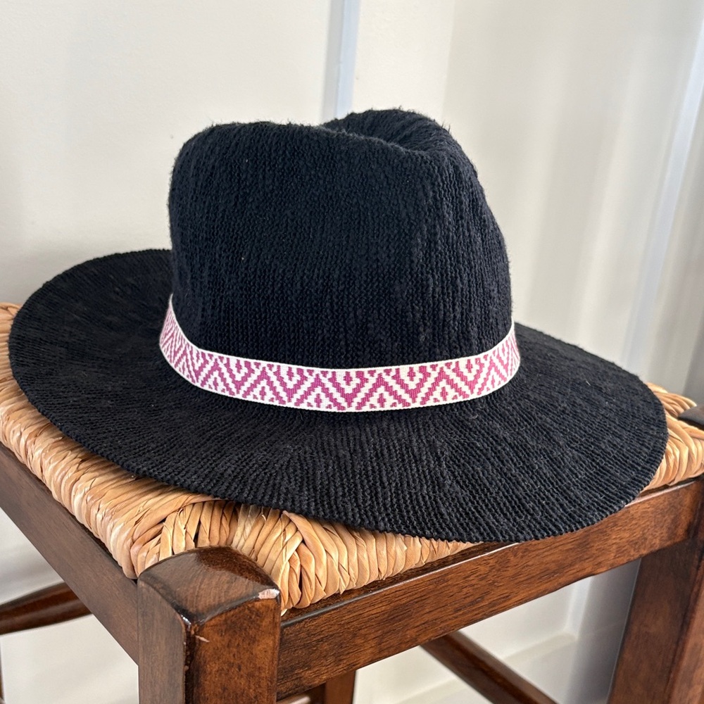 Hollister Black Fedora with Pink Patterned Band